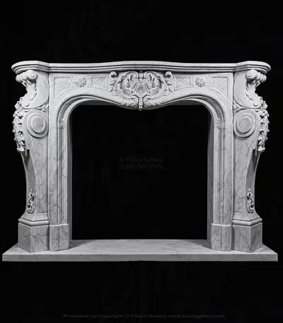 Ornate French Mantel in Italian Carrara Marble