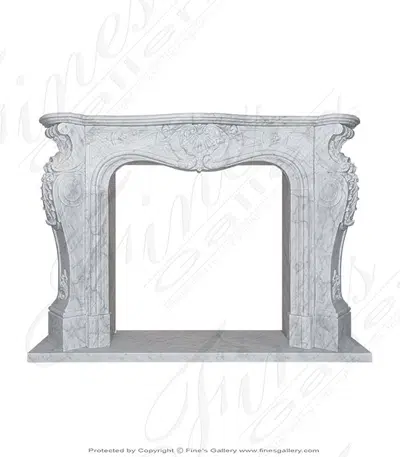 Ornate French Mantel in Italian Carrara Marble