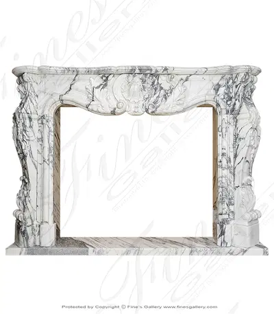 Louis XVI Italian Arabascato Marble Fireplace Supreme