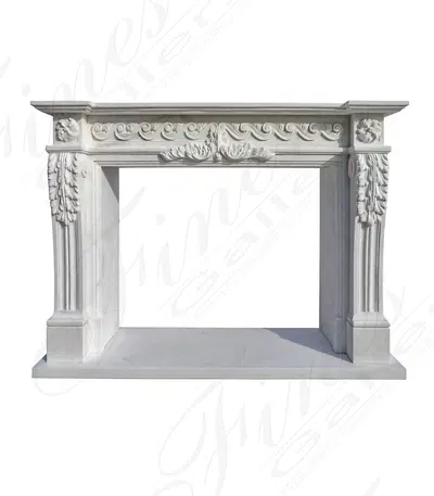 Finely Carved Louis VIII Mantelpiece in Statuary White Marble