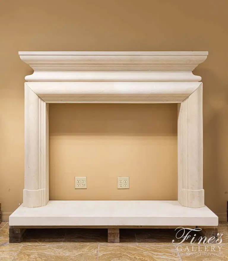 French Limestone Bolection Surround with Sleek Shelf