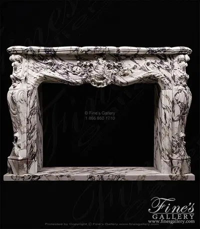 Highly Ornate Louis XVI Mantel in Italian Breccia Viola!