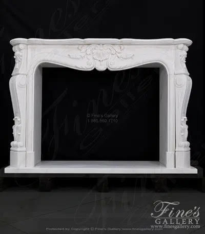 Stunning French Marble Mantel in Statuary White Marble French Louis XV Style