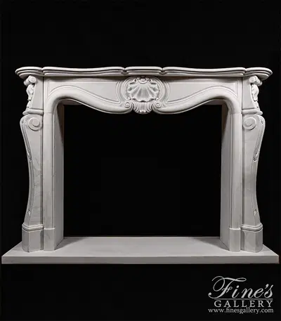 Shell Motif French Mantel in Statuary White Marble