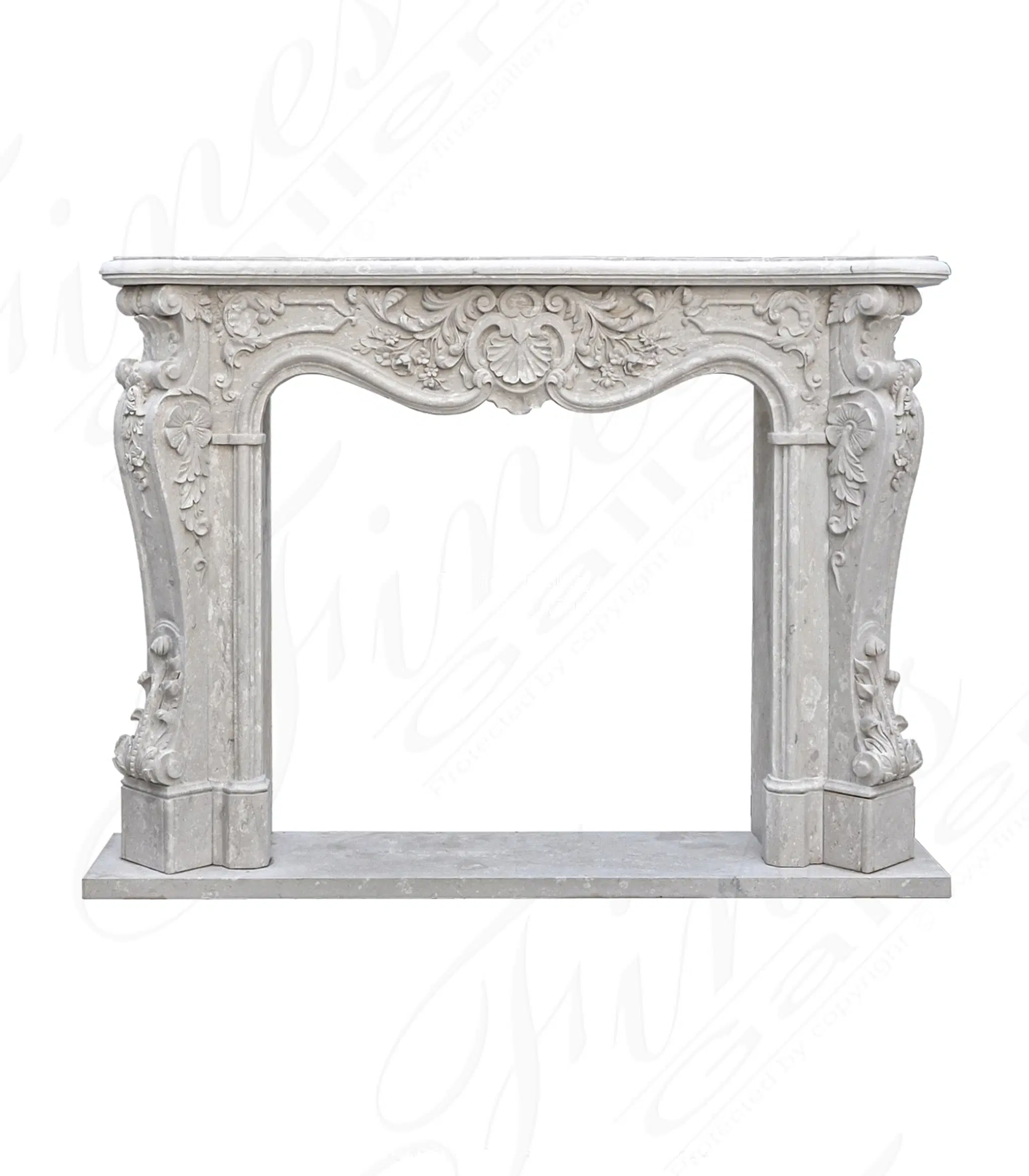 Marble Fireplaces - Rococo Era Mantel In Italian Perlato Royal