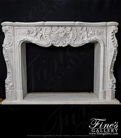 Exotic Italian Bianco Perlino Marble French Versailles Fireplace Mantel