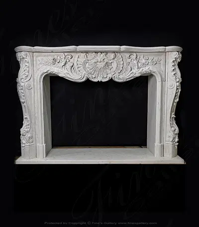 Exotic Italian Bianco Perlino Marble French Versailles Fireplace Mantel