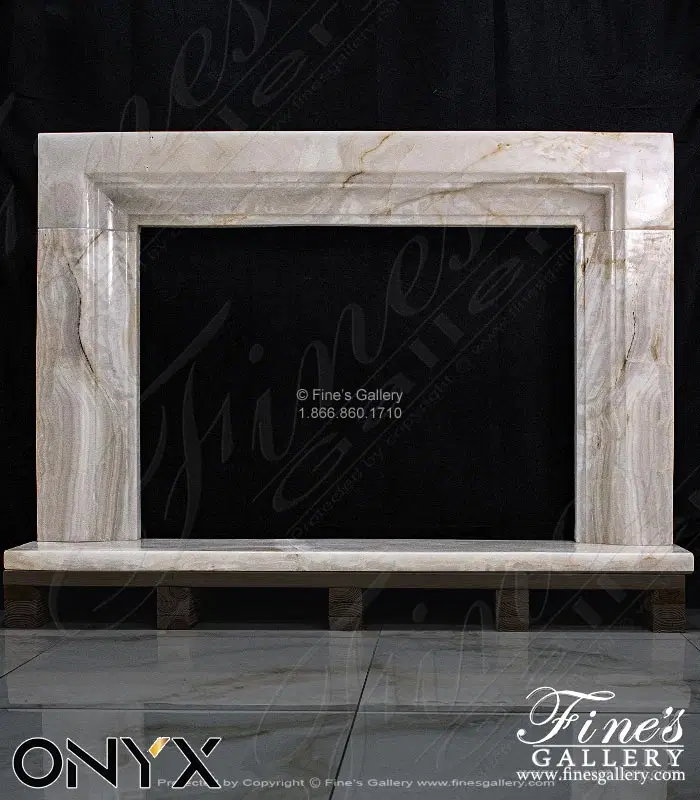 Contemporary Mantel in Light White Onyx