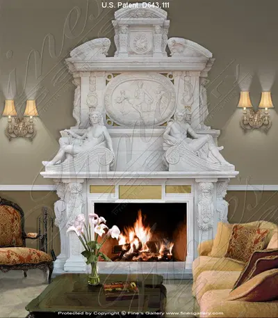 Majestic Greek Art Marble Fireplace