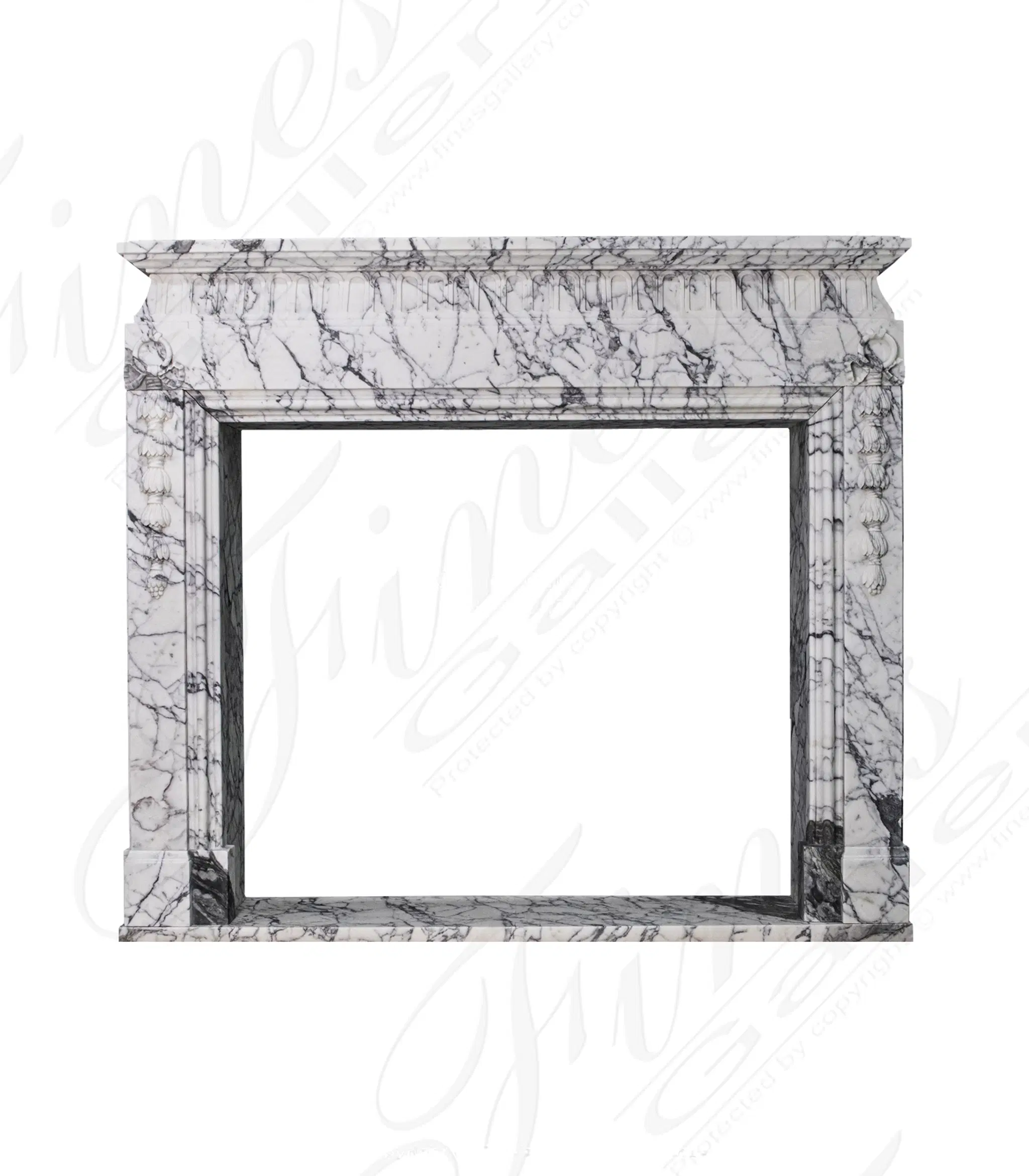 Rare Italian Calacatta Marble Fireplace Mantel 