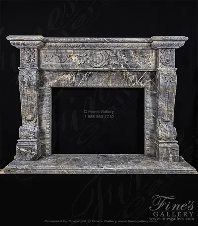 Rare Breccia Antique Marble Fireplace Mantel