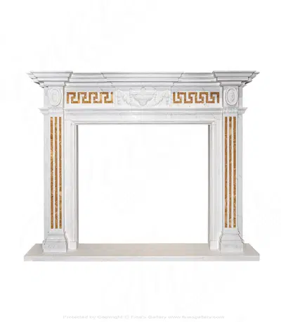 NeoClassical Italian Marble Mantelpiece with Greek Key Apron