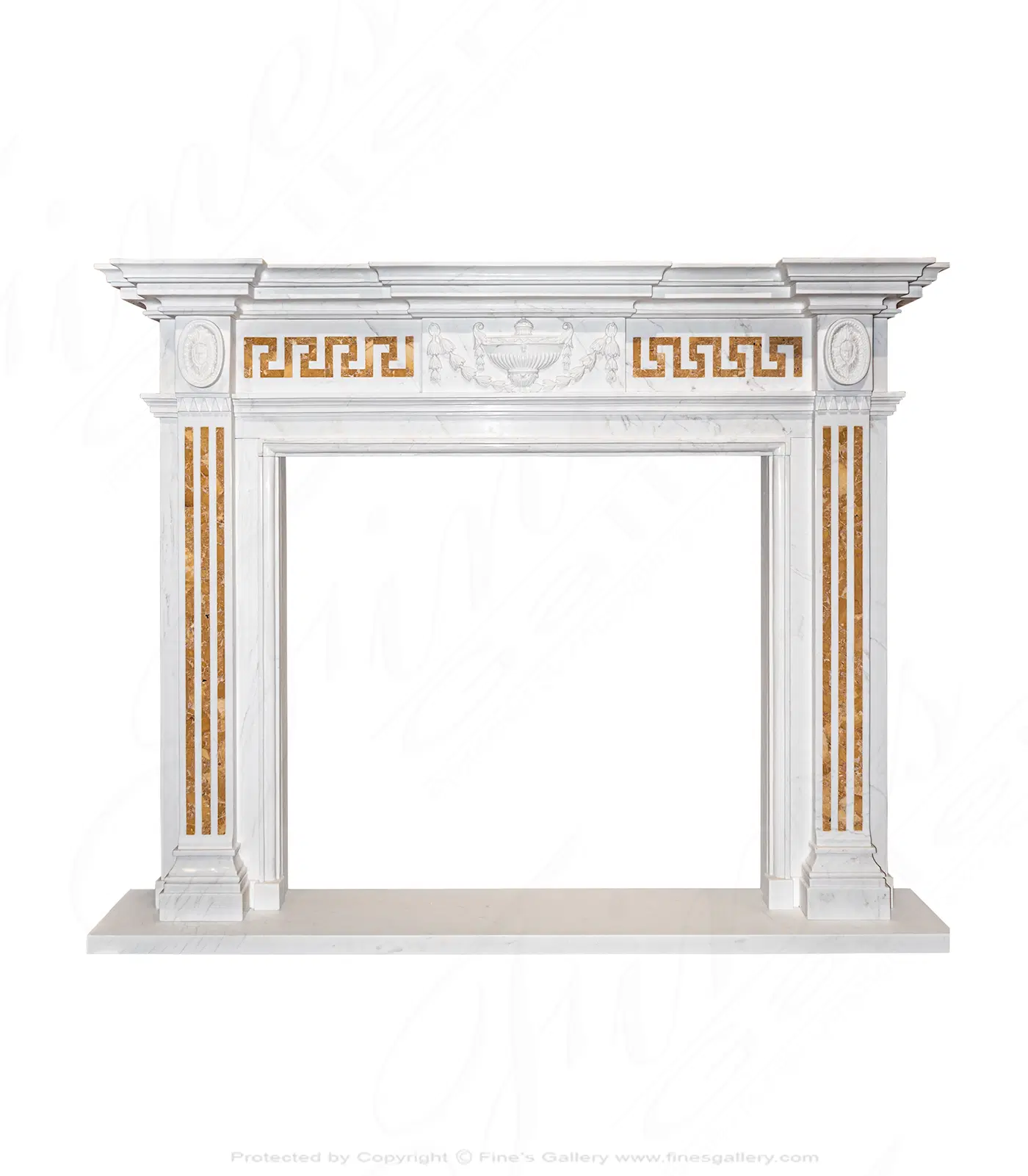 NeoClassical Italian Marble Mantelpiece with Greek Key Apron — Model MFP-2435 — product video