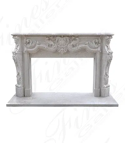 King Rococo Mantel in Italian Botticino Marble