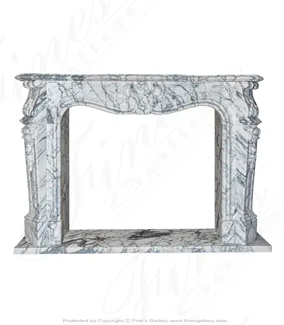 Rare Louis XV French Itailan Calacatta Marble Fireplace Mantel