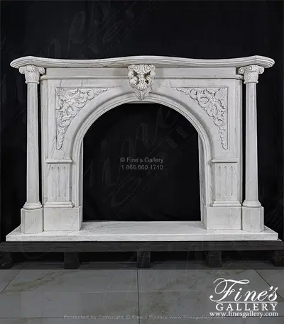 Stunning Arched Marble Fireplace with Columns