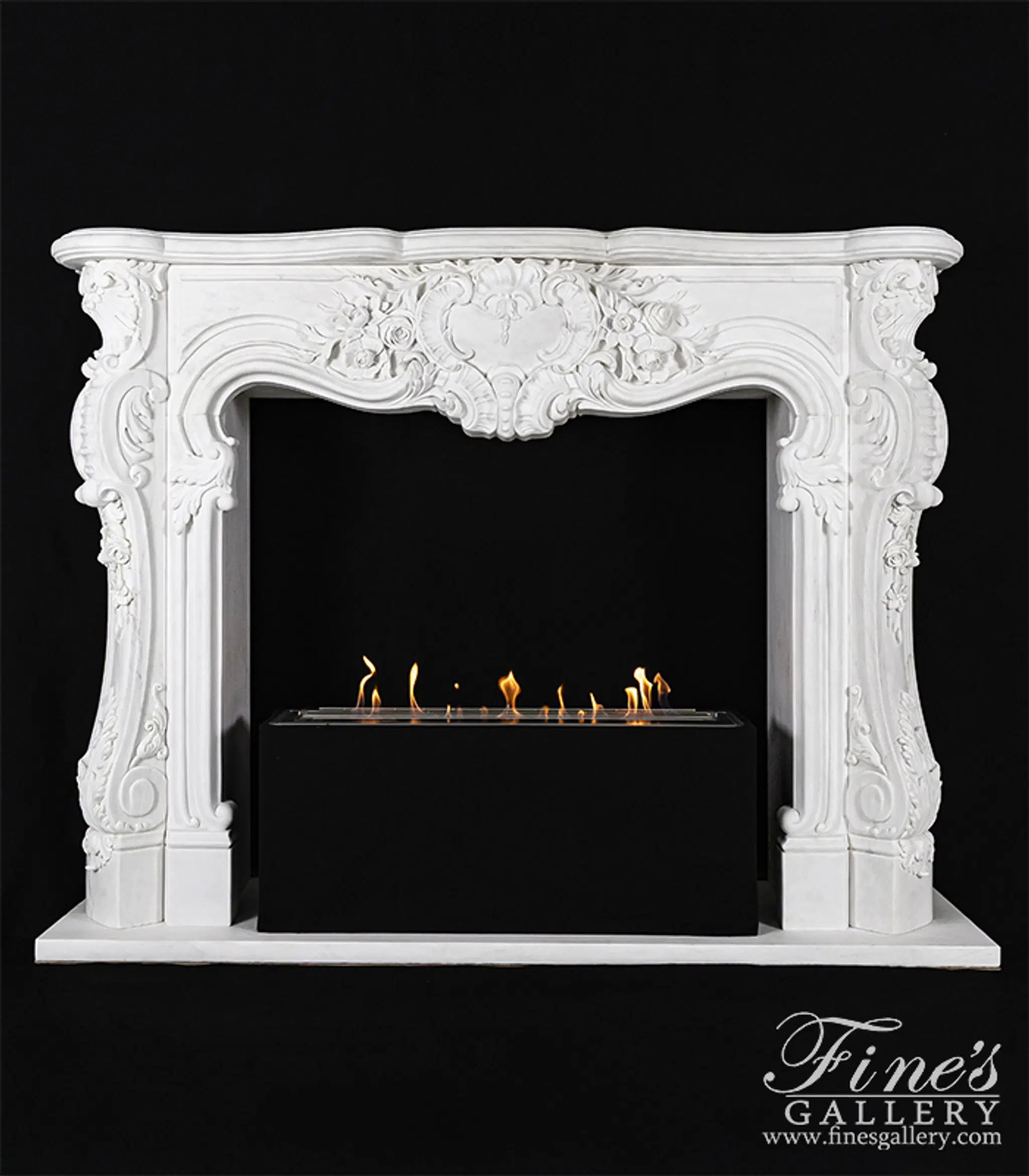 Regal Rococo Marble Fireplace Mantel