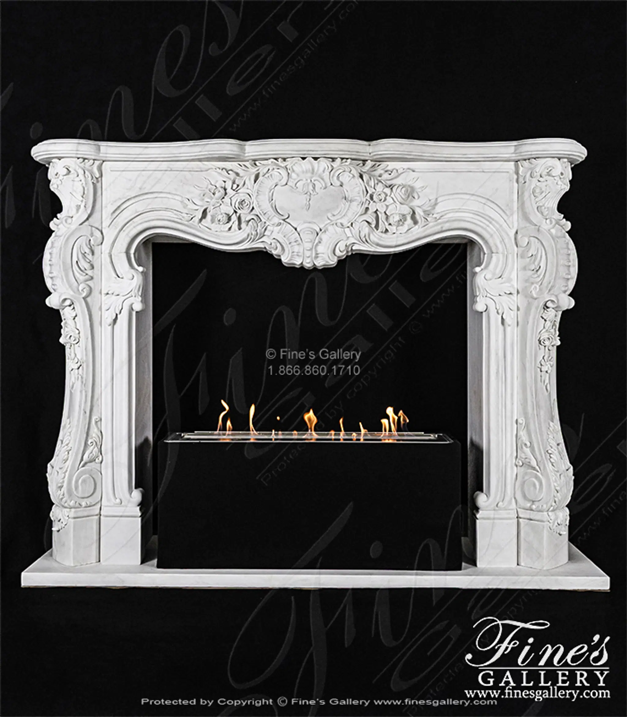 Regal Rococo Marble Fireplace Mantel