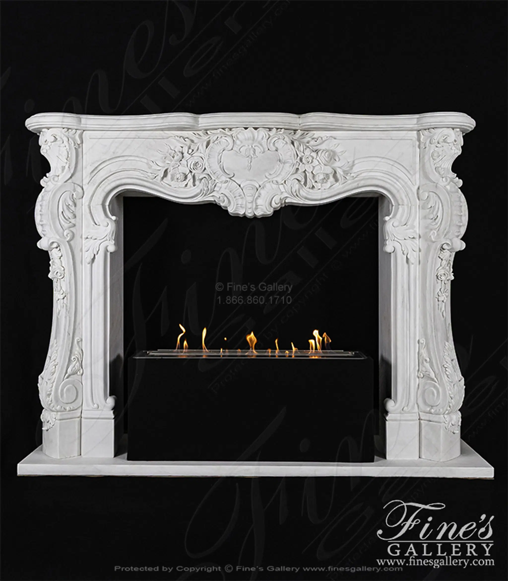 Regal Rococo Marble Fireplace Mantel
