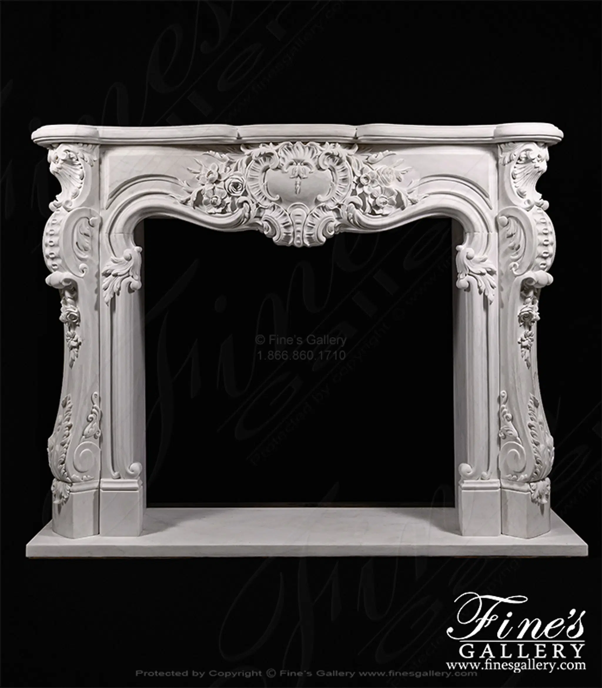 Regal Rococo Marble Fireplace Mantel