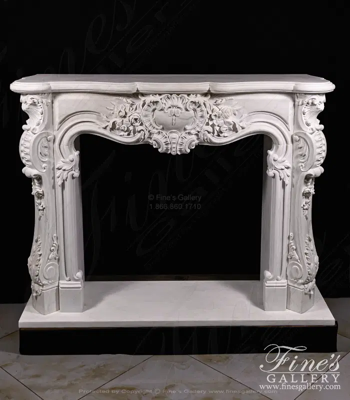 Finesgallery.com - Regal Rococo Marble Fireplace Mantel