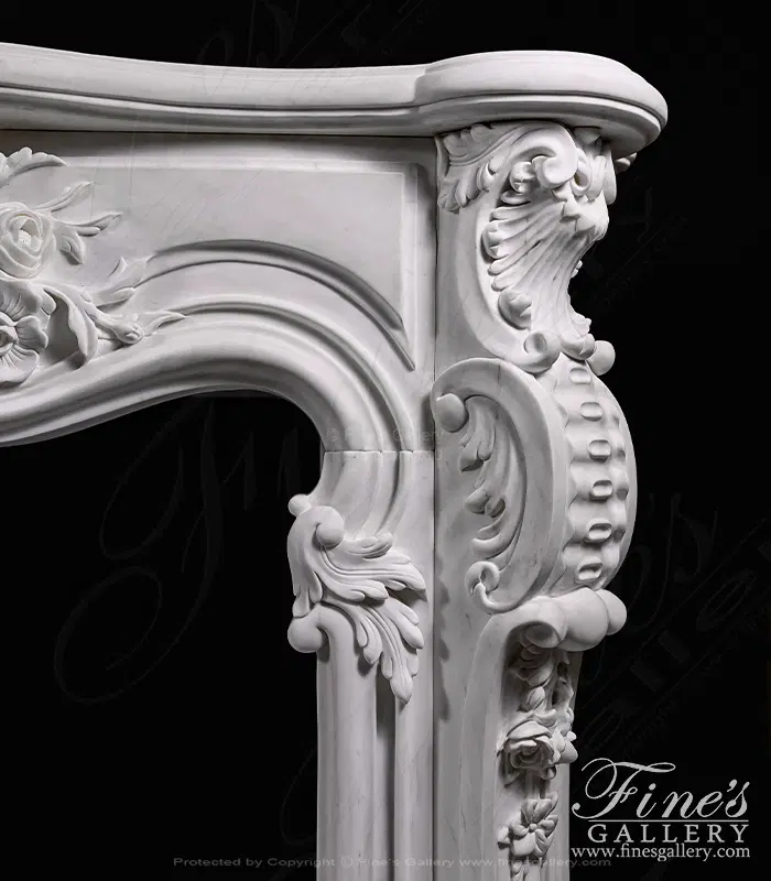 Finesgallery.com - Regal Rococo Marble Fireplace Mantel