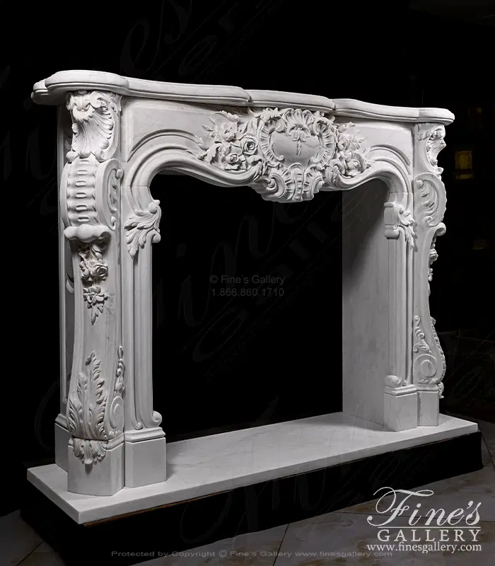 Finesgallery.com - Regal Rococo Marble Fireplace Mantel