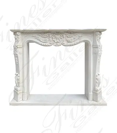 Shell Motif with Accanthus Leaf Louis XV Marble Fireplace Mantel