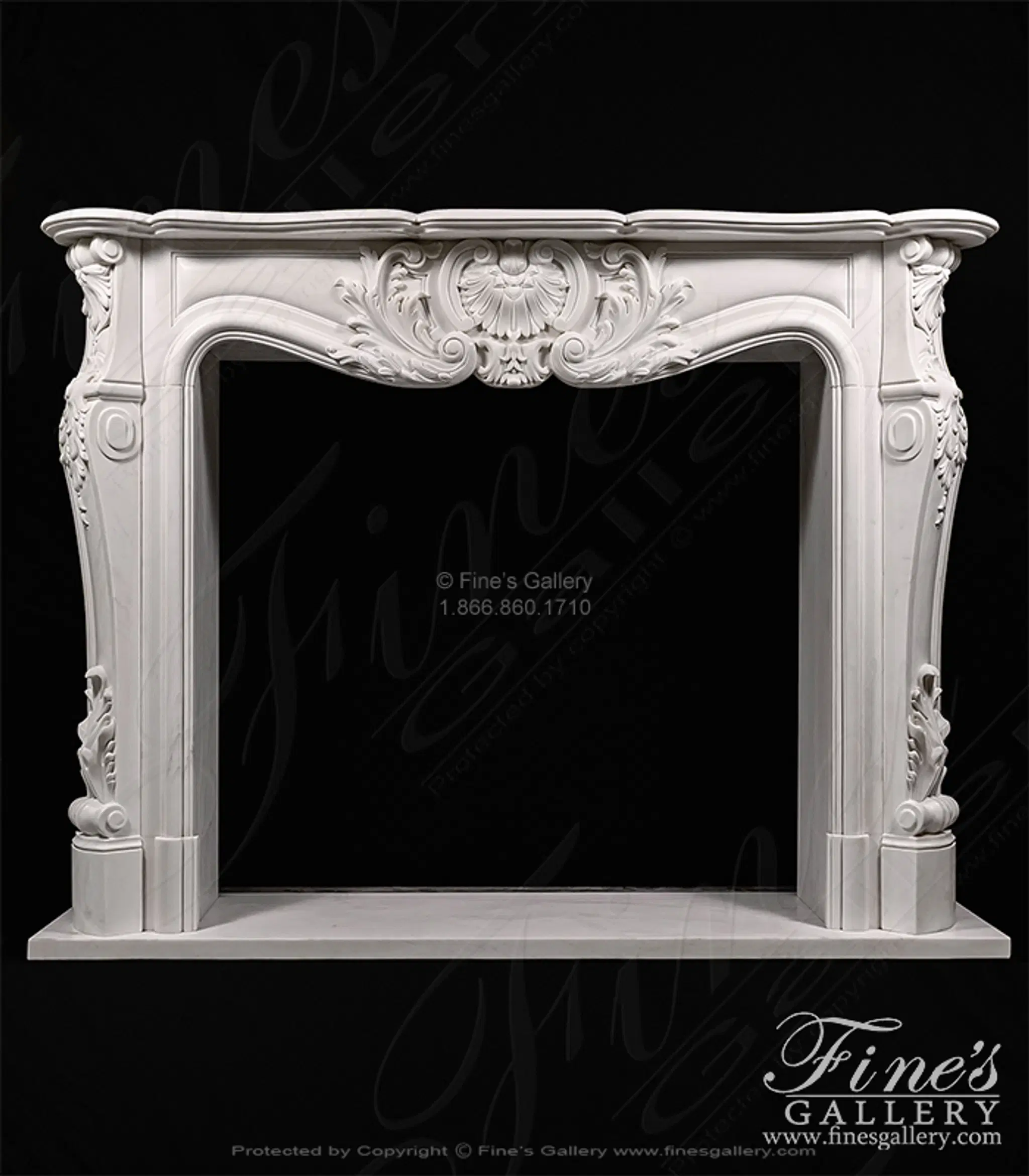 Traditional Louis XIV French Marble Fireplace Mantel — Model MFP-2473 — Hand-Crafted by Fine's Gallery