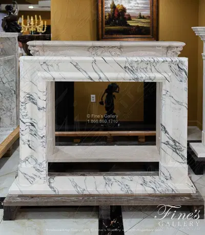 Bolection Style Fireplace Mantel in Italian Arabascato Marble