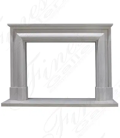 Modern Bolection Style White Marble Fireplace Mantel With Shelf