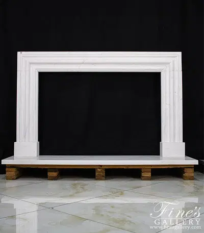 Oversized Bolection Style Marble Fireplace Mantel in Statuary White Marble
