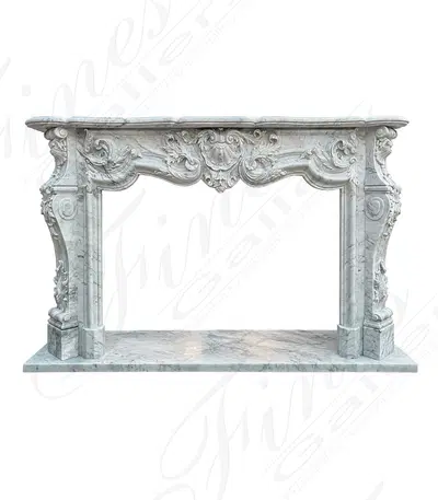 Ornate Louis XVII French Style Mantel in Italian White Carrara Marble