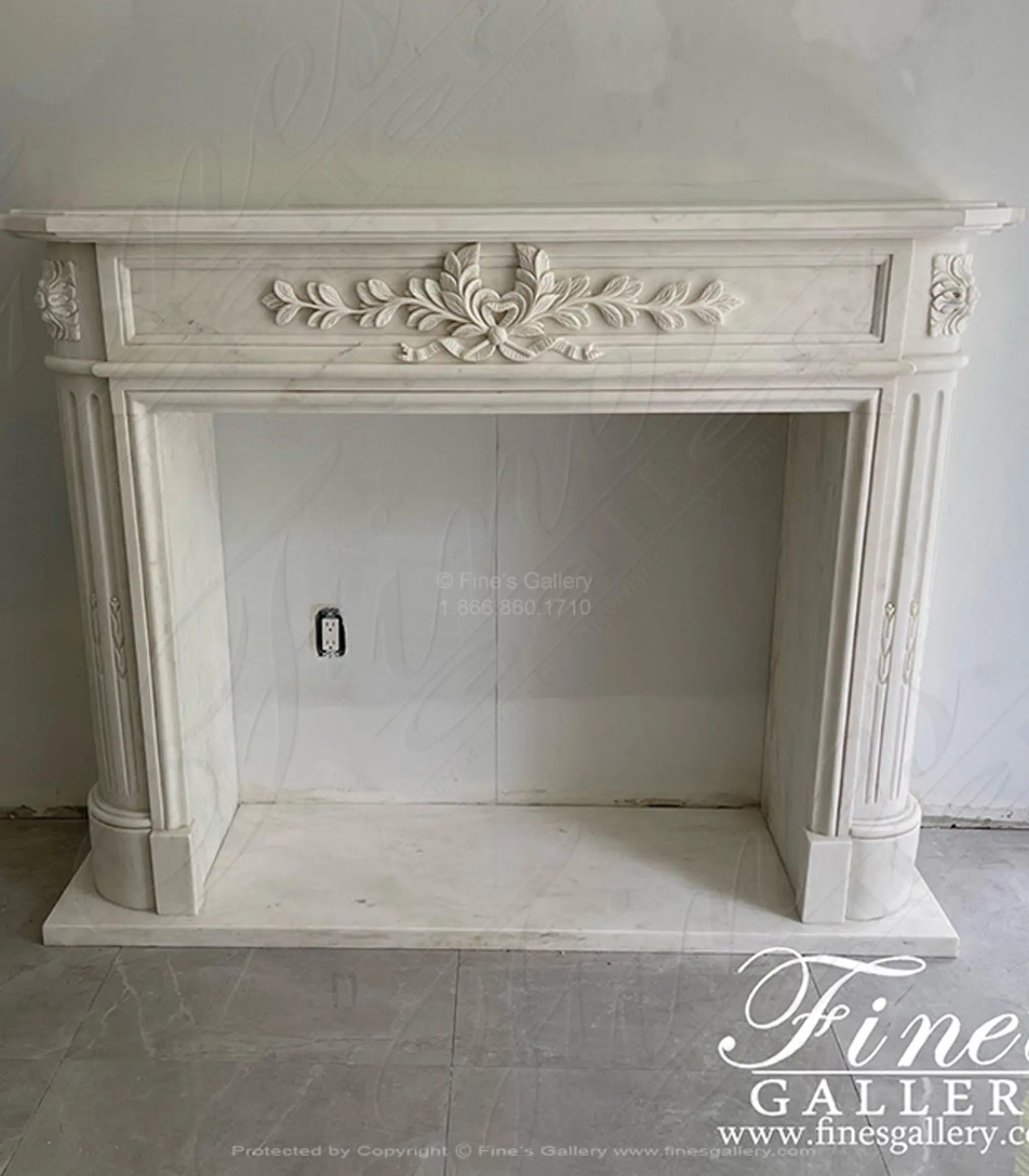 Imported Regency Style Fireplace Mantel in Statuary White Marble