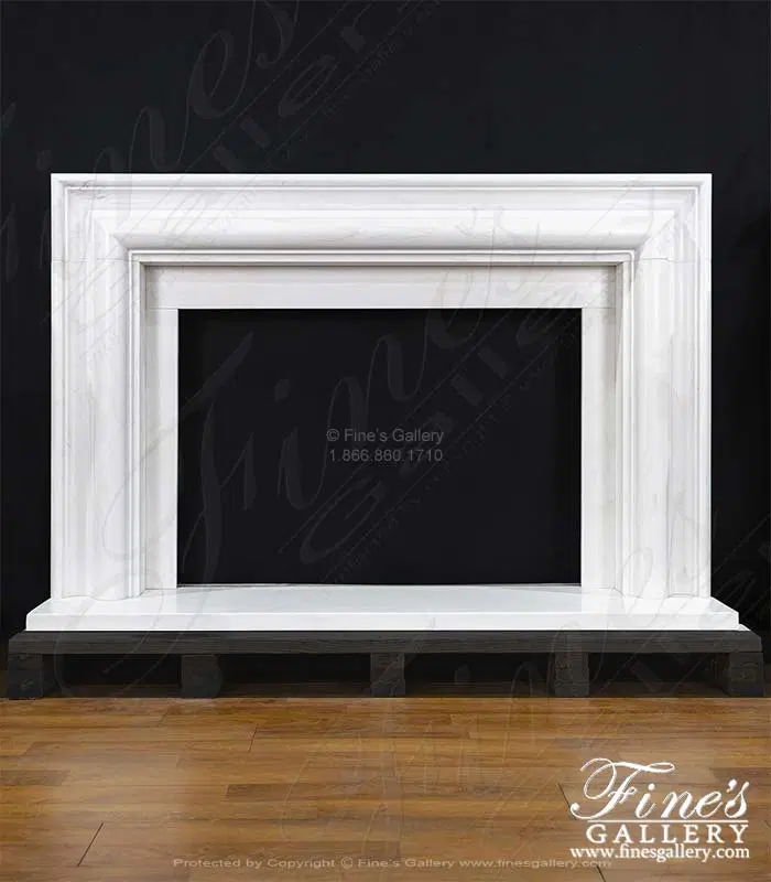 Oversized Bolection Style Fireplace Mantel in Statuary White Marble
