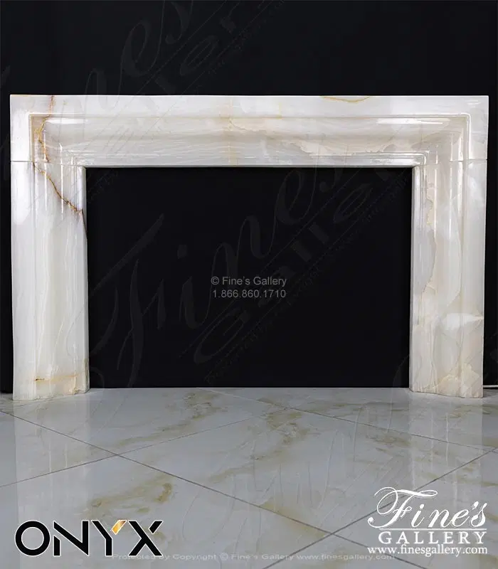 Contemporary carved onyx fireplace mantel surround