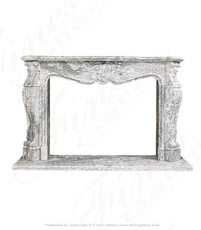 Louis XVII French Style Marble Fireplace Mantel in Arabascato Marble