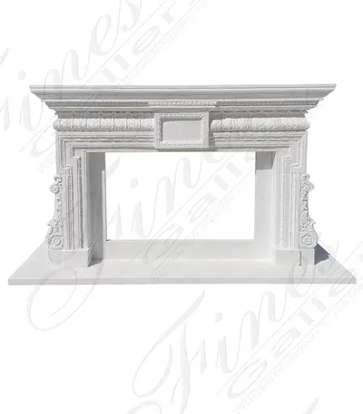 Oversized Neoclassical Marble Fireplace in Statuary White Marble