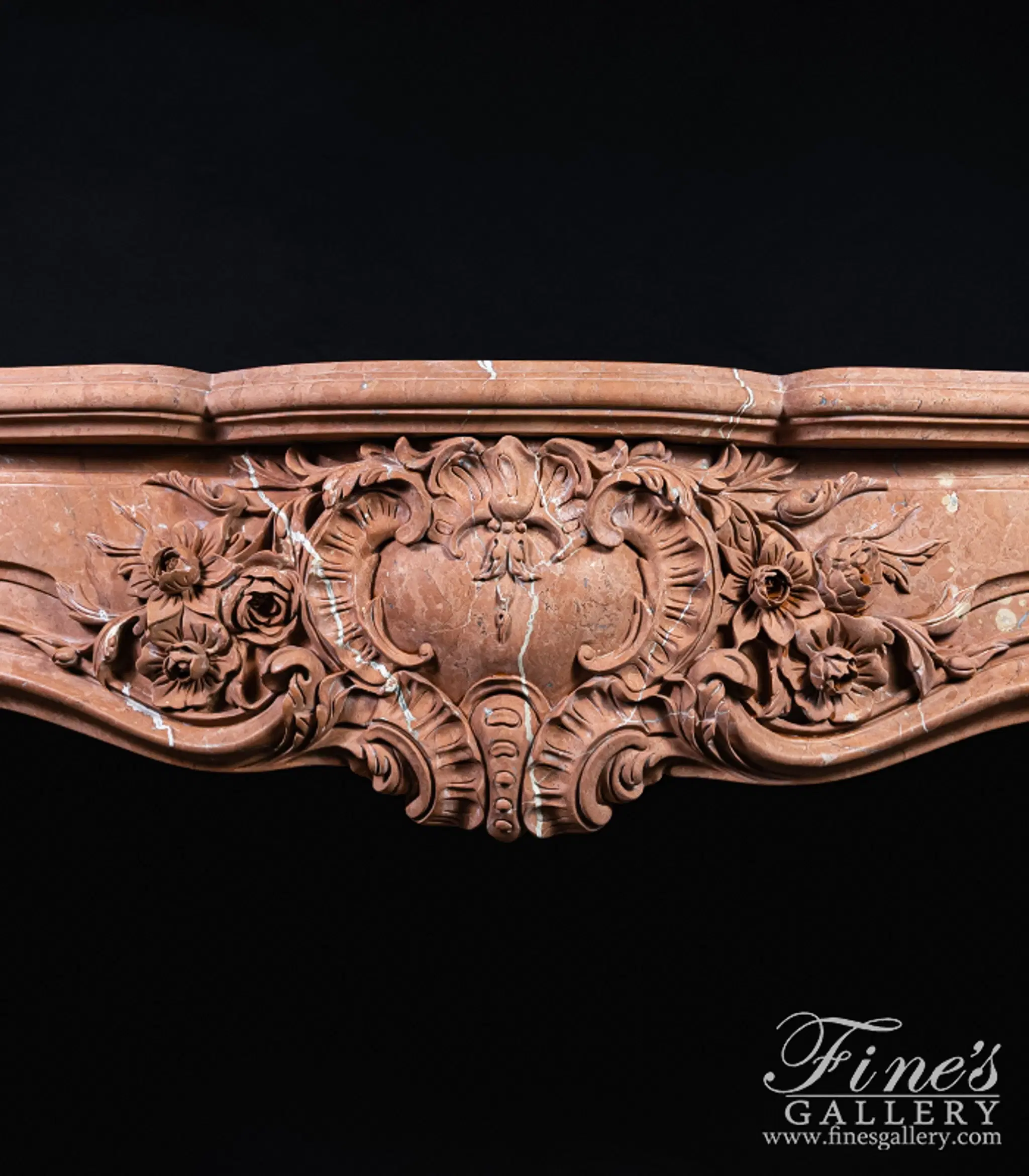 Marble Fireplaces - Highly Ornate French Mantel In Rare Rojo
