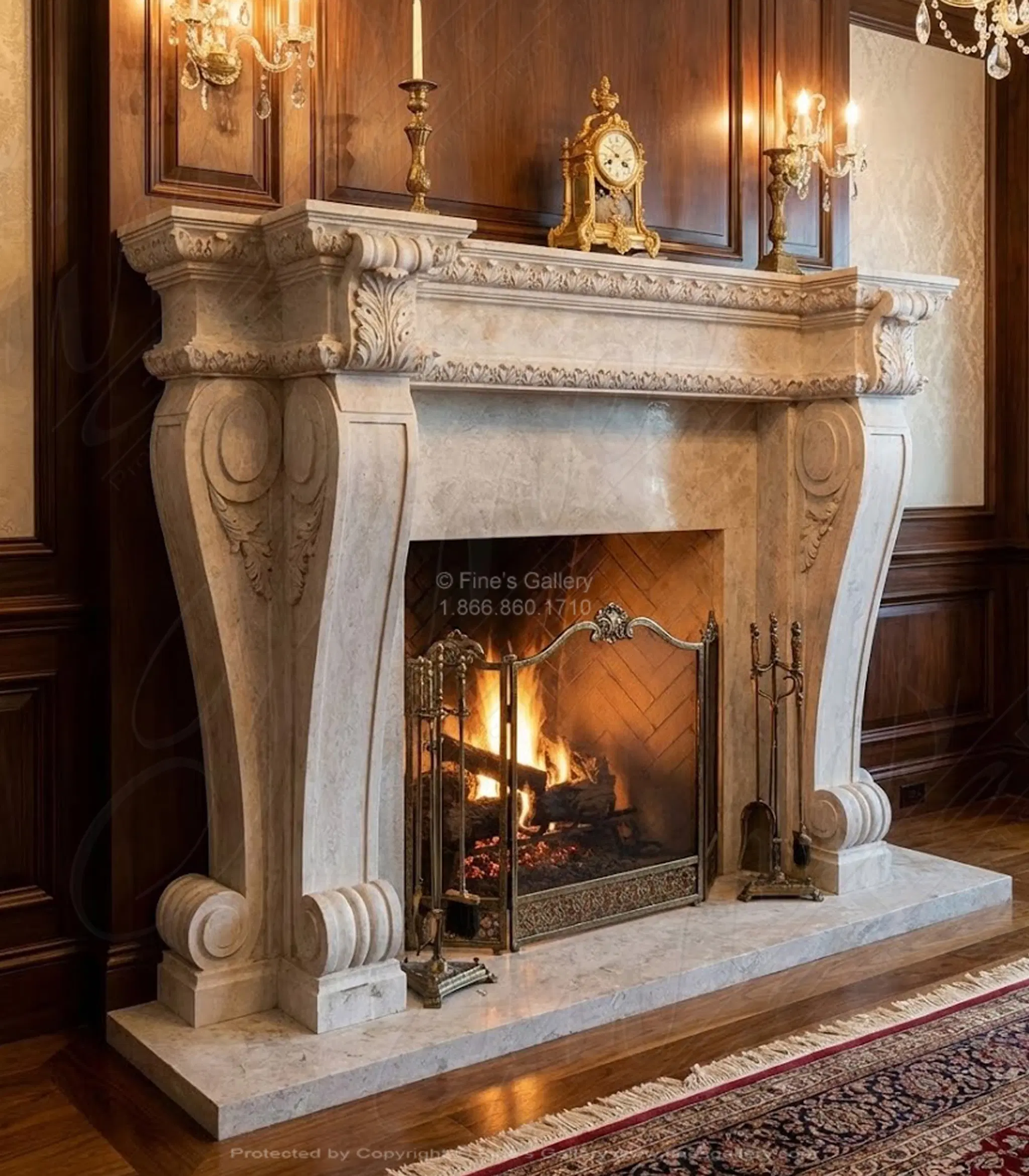 Oversized Tuscan Style Mantel in Light Travertine