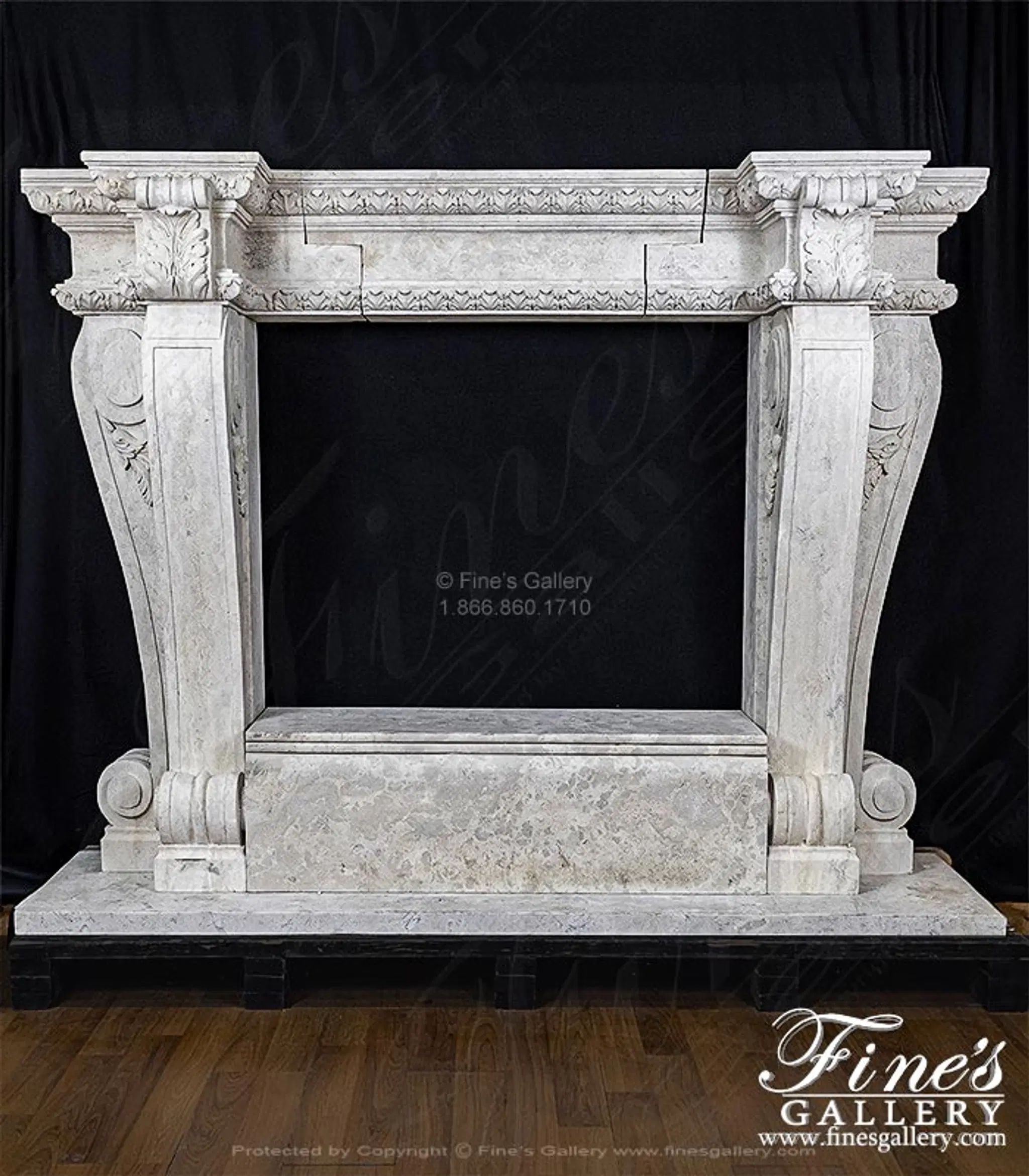Oversized Tuscan Style Mantel in Light Travertine