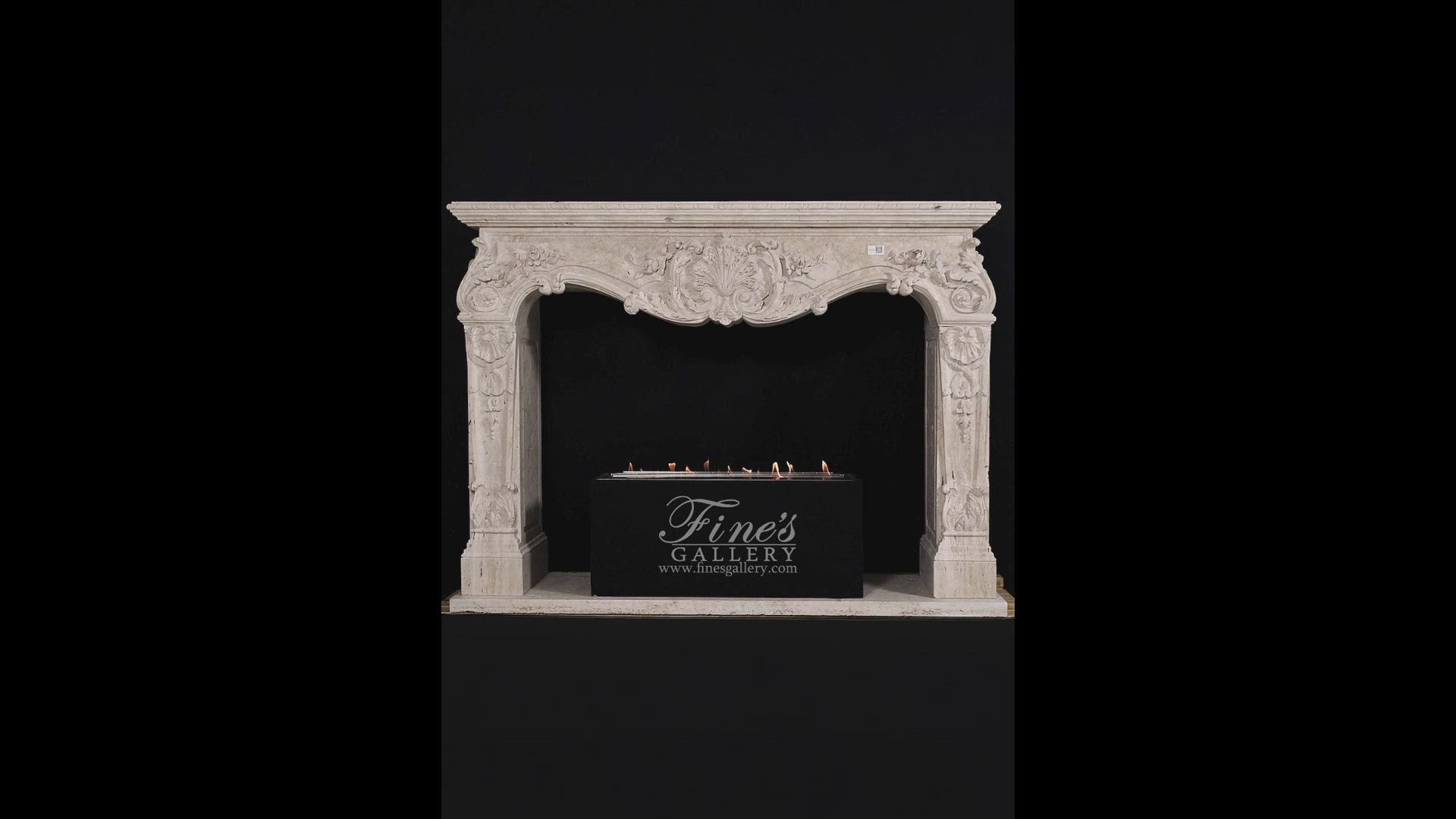 Rare Ornately Carved Mantel in Italian Roman Travertine — Model MFP-2583 — product video