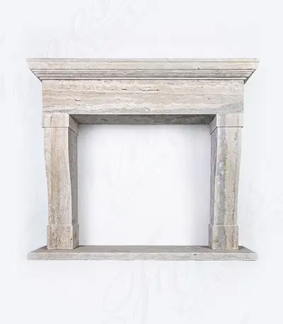 Classic Contemporary Style Mantel in Italian Roman Travertine