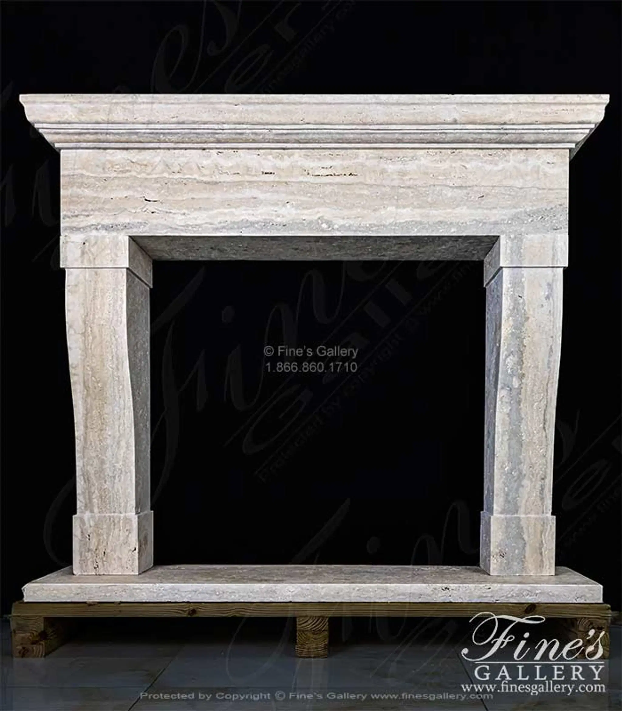 Classic Contemporary Style Mantel in Italian Roman Travertine