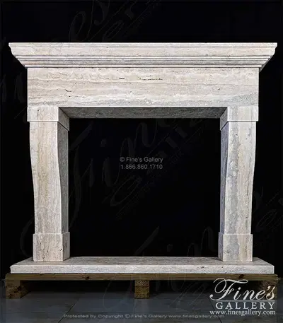 Classic Contemporary Style Mantel in Italian Roman Travertine
