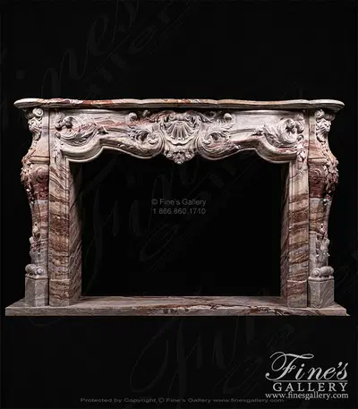 French Style Mantel in Arabascato Orobico Rosso Italian Marble