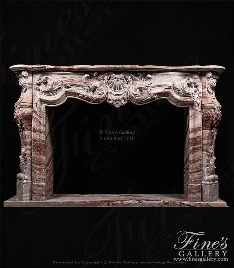 French Style Mantel in Arabascato Orobico Rosso Italian Marble