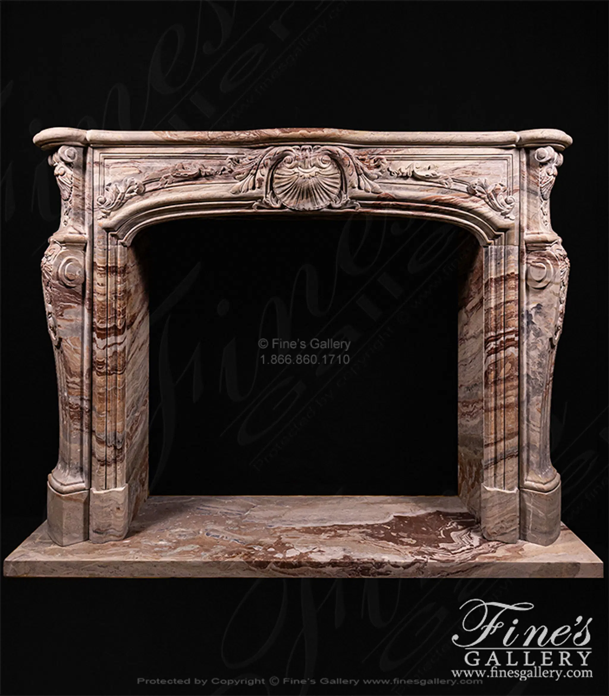 Rare French Louis XV Mantel in Exotic Orobico Rosso Marble