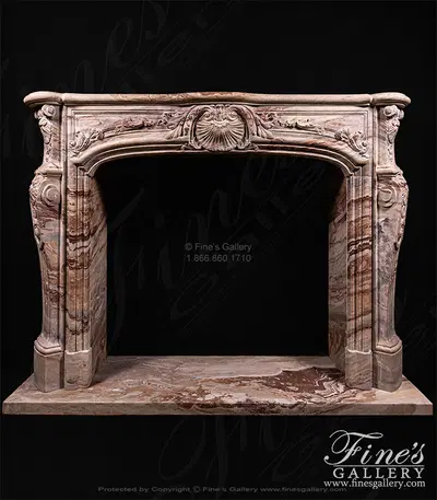 Rare French Louis XV Mantel in Exotic Orobico Rosso Marble