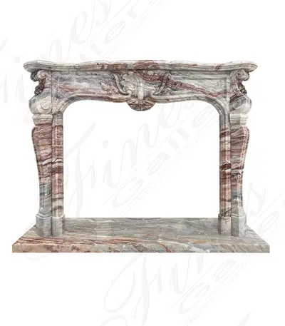 A Rare Louis X Antique Style Mantel in Italian Arabascato Orobico Rosso Marble